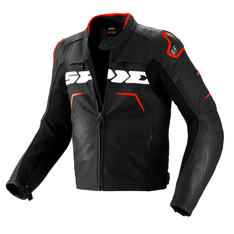 Spidi Evorider Leather Jacket Black Red P157014 Jackets MotoStorm