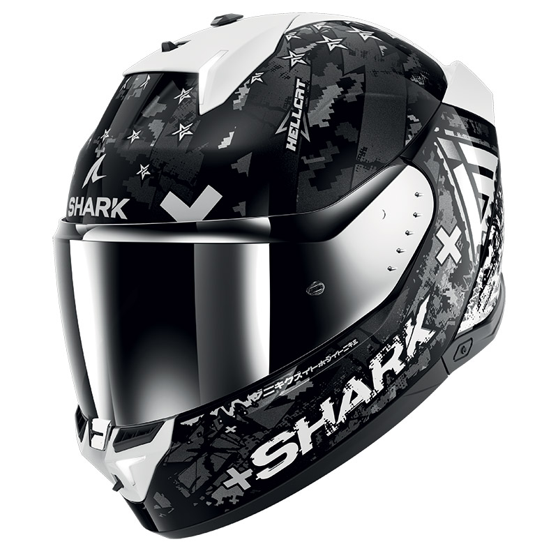 Motorrad-Helm mit integriertem LED-Shark Skwal Trooper Schwarz Anthrazit  Silber Online-Verkauf 
