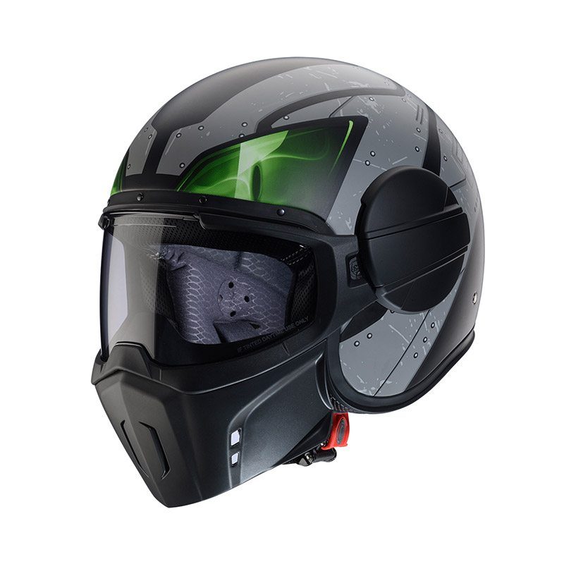 Casco Caberg Jet Ghost X Vyrus nero verde opaco