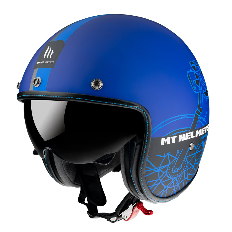 マウント ヘルメット ル マン 2 Sv カフェ レーサー ブルー マット ジェット ヘルメット Mt Motostorm
