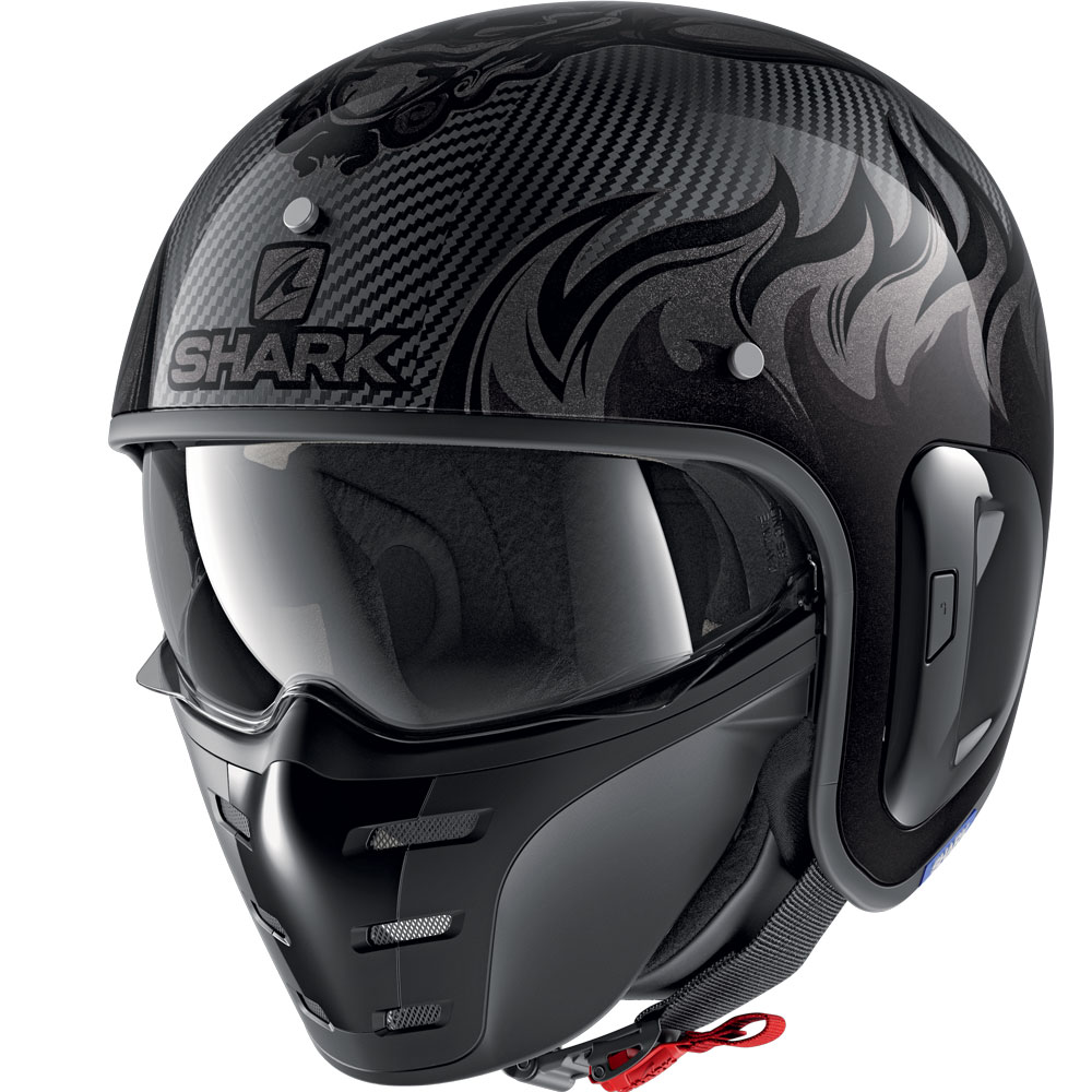 Shark S-drak Carbon 2 Dagon Helmet Black HE2716EDAA Jet Helmets | MotoStorm