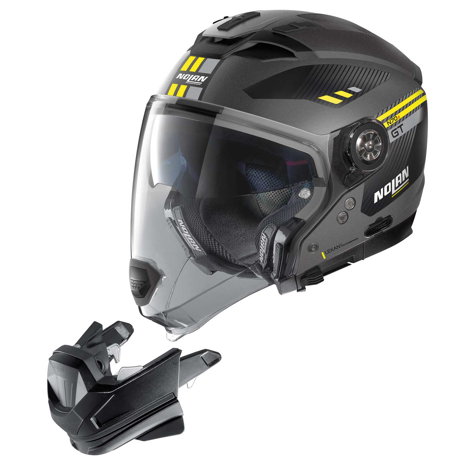 Nolan N702 Gt Bellavista N Com Modular Helmet Yellow Flat Grey