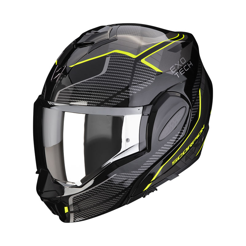 Scorpion Exo-Tech Evo Animo Black-Neon Yellow Modular Helmet S