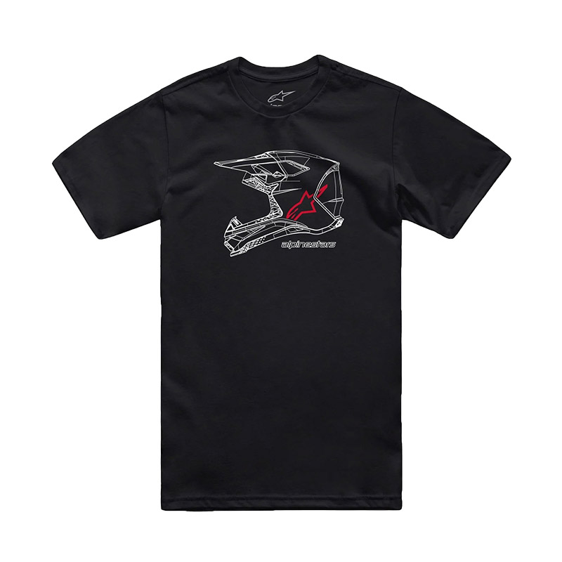 T Shirt Alpinestars MX Helmet CSF SS nero