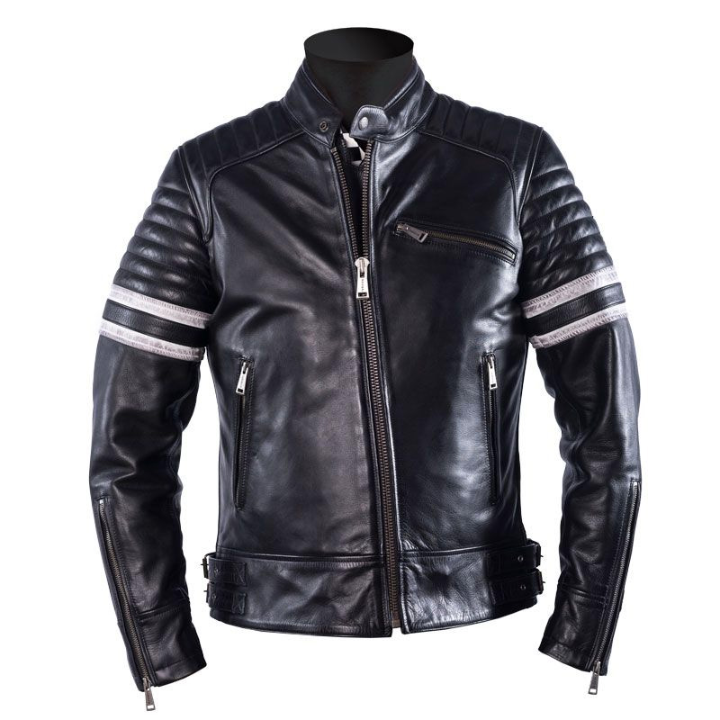 Helstons Yukon Leather Jacket Black White HS-20180060-NBC Jackets ...