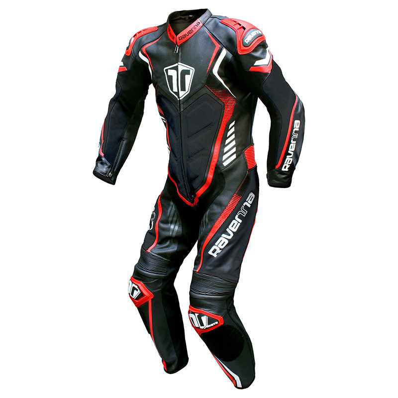 Tuta Pelle Ravenna Racing nero rosso