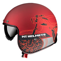 Mt Helmets Le Mans 2 Sv Cafè Racer B5 rojo opaco