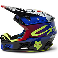 Fox V3 RS Dkay Helm blau rot - 2