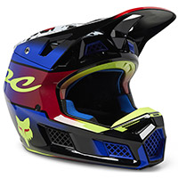 Fox V3 RS Dkay Helm blau rot