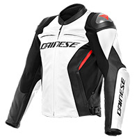 Dainese Racing 4 Leather Jacket White Black
