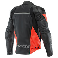 Dainese Racing 4 Leather Jacket Black Red Fluo
