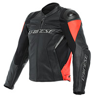 Dainese Racing 4 Leather Jacket Black Red Fluo
