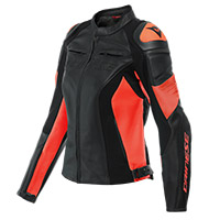 Dainese Racing 4 Lady Leather Jacket Red Fluo