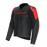 Dainese Racing 5 Leather Jacket Black Red Fluo