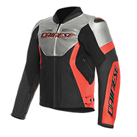 Dainese Racing 5 Leather Jacket Silver Red