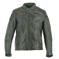 Blouson Cuir Helstons Trevor Rag Vert Noir