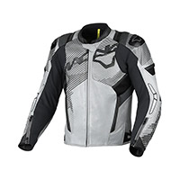 Macna Ignite Leather Jacket Grey Black Orange