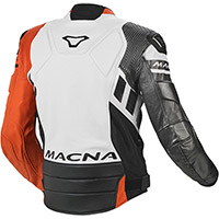 Macna Tracktix Leather Jacket Orange White Grey