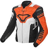 Macna Tracktix Leather Jacket Orange White Grey