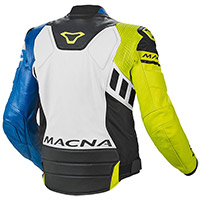 Macna Tracktix Leather Jacket White Yellow Blue