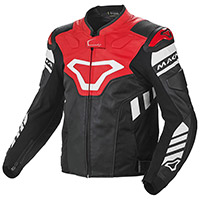 Macna Tracktix Leather Jacket Black White Red