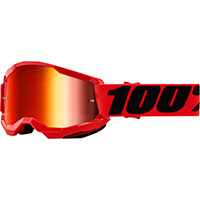 100% Strata 2 Youth Red Goggle Mirrored Red Kinder