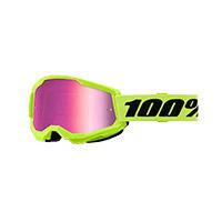 100% Strata 2 Youth Yellow Goggle Mirrored Pink Kid