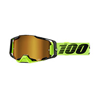 100% Armega Neon Goggle Yellow Mirrored Gold