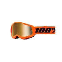100% Strata 2 Youth Goggle Neon Orange Gold Kid