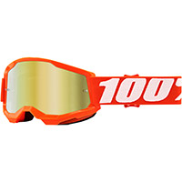 100% Strata 2 Youth Orange Goggle Mirrored Gold Kid