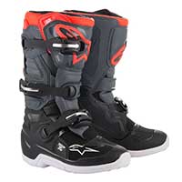 Alpinestars Youth Tech 7s Boots 2019 negro gris oscuro rojo fluo