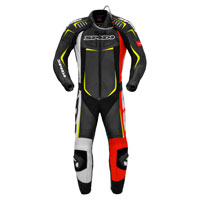 Spidi Track Wind Pro Leather Suit Red Fluo Yellow